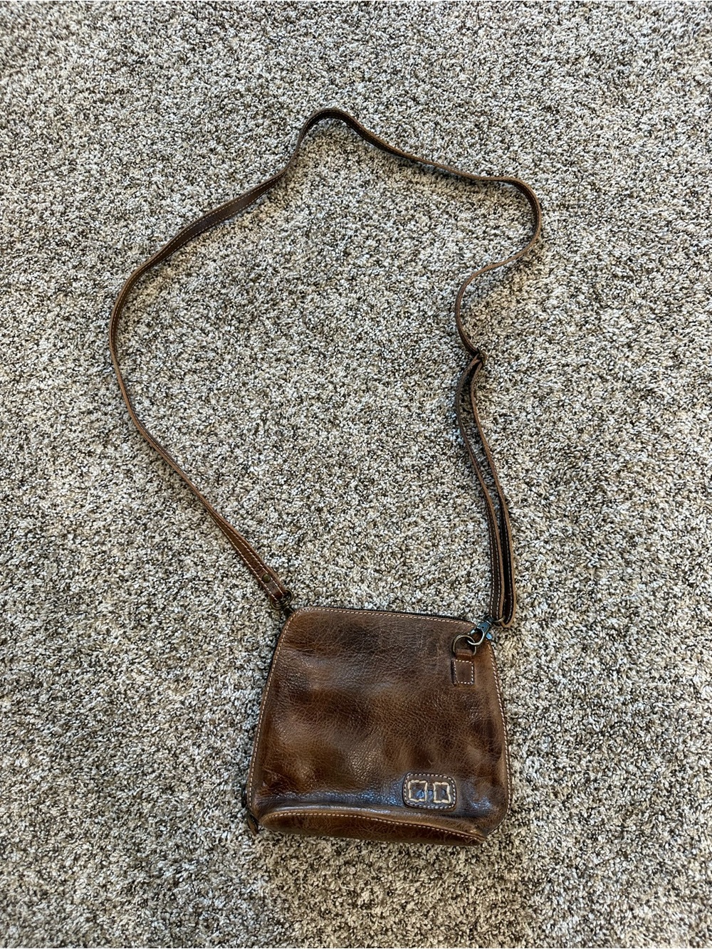 BED|STÜ Brown Genuine Leather Distressed Crossbody Bag